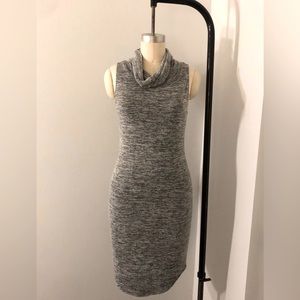 Comfortable gray cowl neck dress.